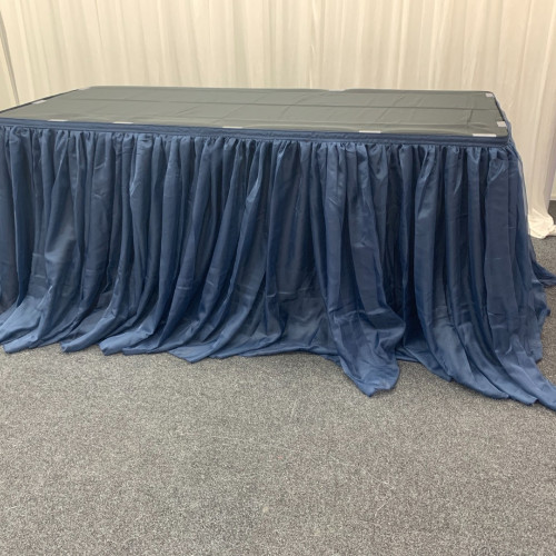 4m Luxury Voil Table Skirt - Navy Blue – Wholesale Luxury Voil Table Skirts for Wedding Decorators | WeddingMart