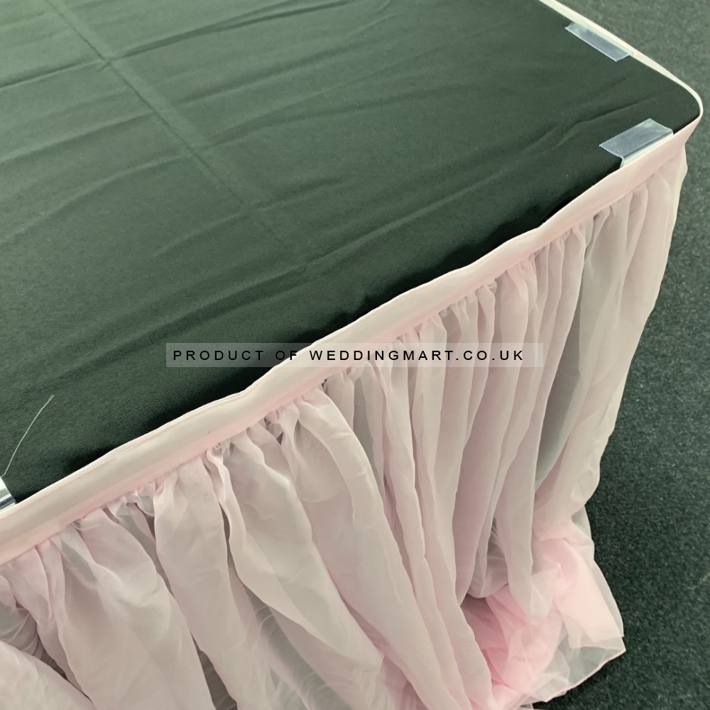 4m Luxury Voil Table Skirt - Black – Wholesale Luxury Voil Table Skirts for Wedding Decorators | WeddingMart