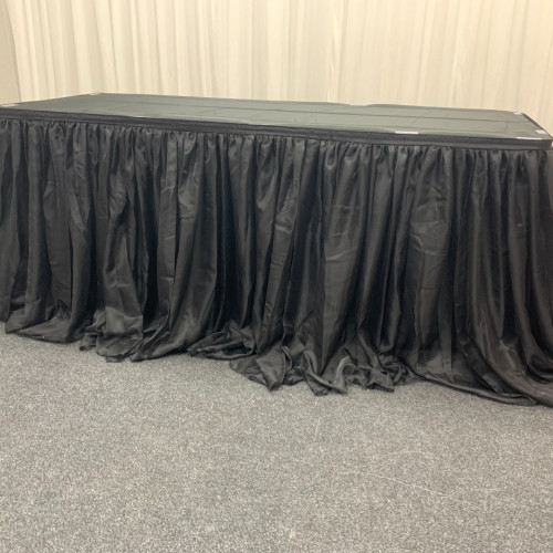 4m Luxury Voil Table Skirt - Black – Wholesale Luxury Voil Table Skirts for Wedding Decorators | WeddingMart