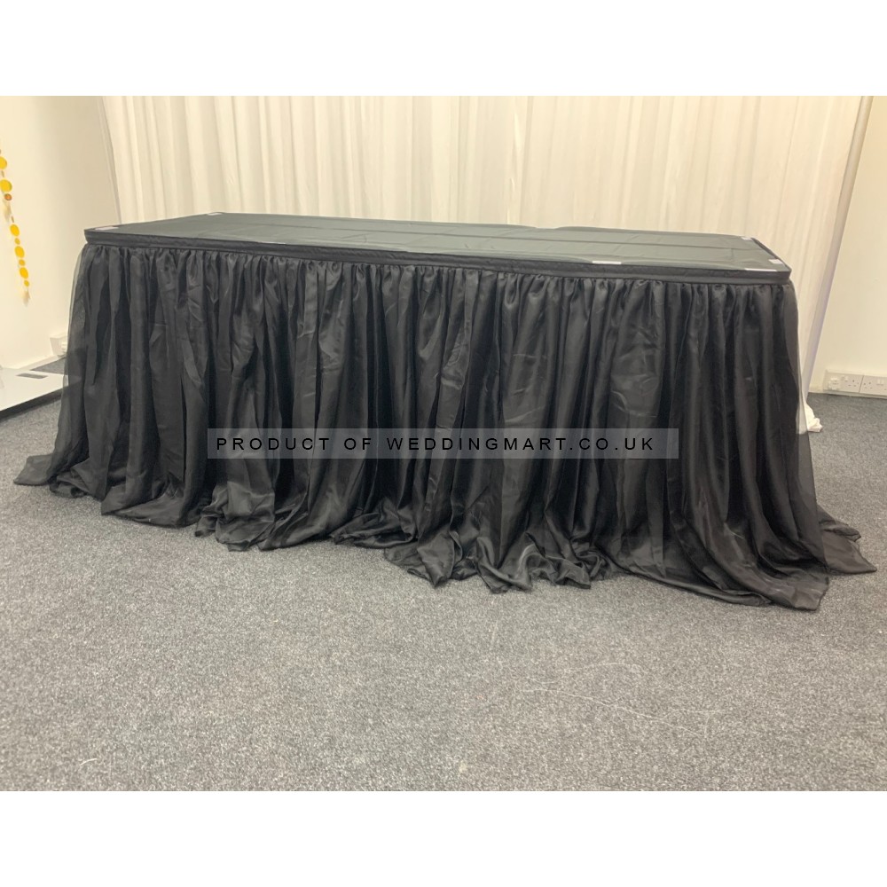 Black Luxury Wedding Party Voil Table Skirt for Top table and Cake Table Decorations