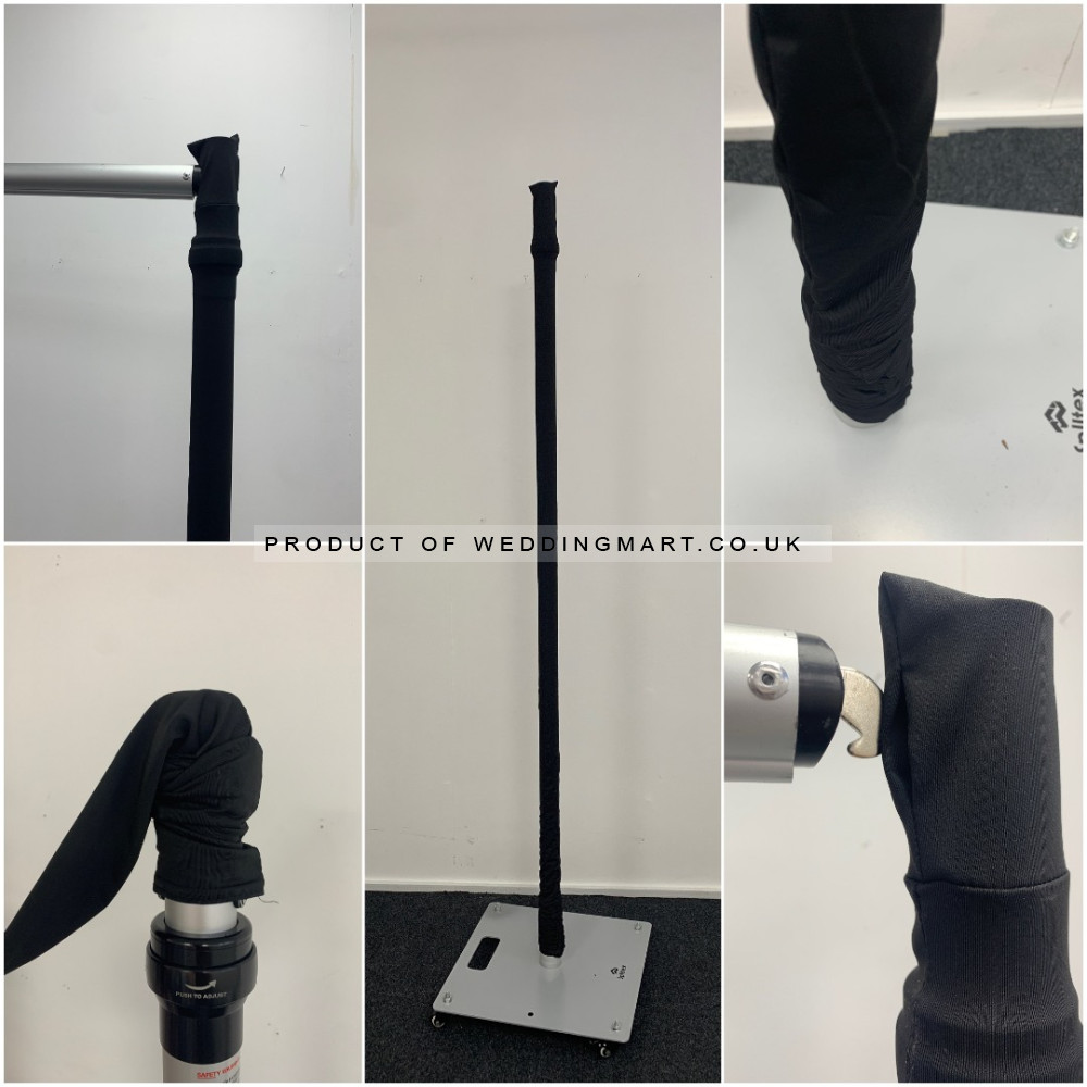 Stretch Fit Pipe and Drape Upright Stand Cover - Black – Wholesale Pipe and Drape Accessories for Wedding Decorators | WeddingMart