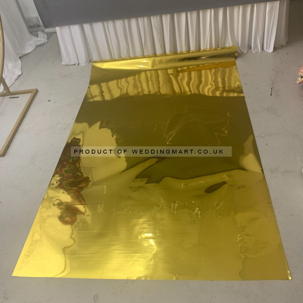 10m Event Mirror Carpet Aisle Runner Walkway - Silver / Gold