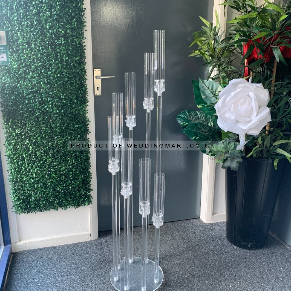 8 Heads Glass Candle Holders Spiral Candelabra Wedding Table Centerpiece Stand - CNT-24005 – Wholesale Glass Vases for Wedding Decorators | WeddingMart