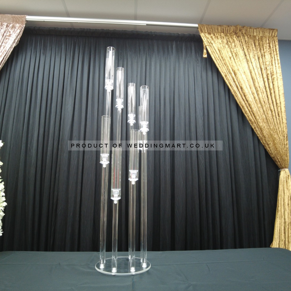 8 Heads Glass Candle Holders Spiral Candelabra Wedding Table Centerpiece Stand - CNT-24005 – Wholesale Glass Vases for Wedding Decorators | WeddingMart