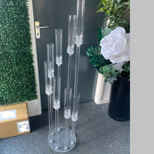 8 Heads Glass Candle Holders Spiral Candelabra Wedding Table Centerpiece Stand - CNT-24005 – Wholesale Glass Vases for Wedding Decorators | WeddingMart