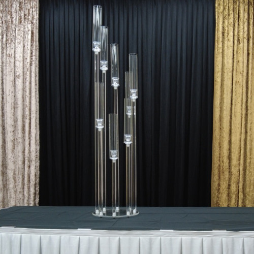 8 Heads Glass Candle Holders Spiral Candelabra Wedding Table Centerpiece Stand - CNT-24005