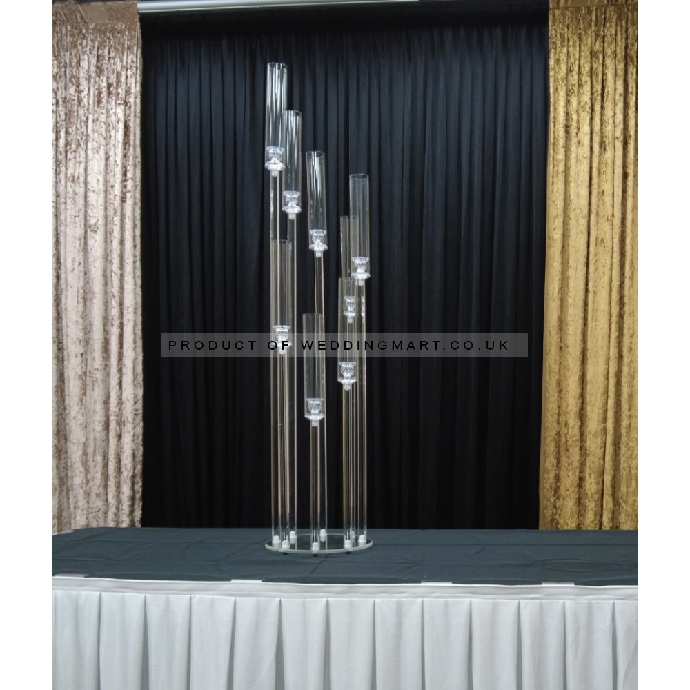 8 Heads Glass Candle Holders Spiral Candelabra Wedding Table Centerpiece Stand - CNT-24005