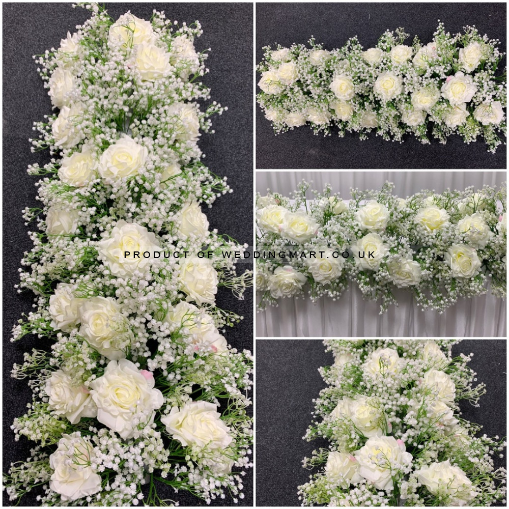 100cm Wedding Top Table Floral Runner - FA2303001 – Wholesale Hoop and Table Floral Arrangements for Wedding Decorators | WeddingMart