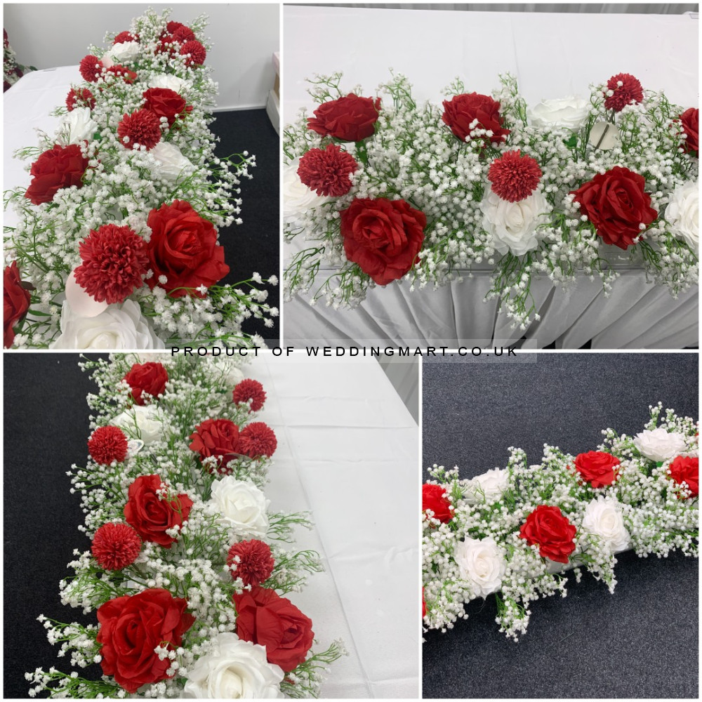 100cm Wedding Top Table Floral Runner - FA2303007 – Wholesale Hoop and Table Floral Arrangements for Wedding Decorators | WeddingMart