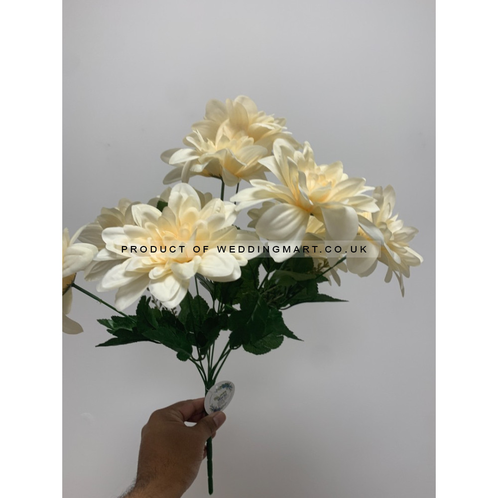11 Heads Artificial Silk Peony Bouquet - Ivory