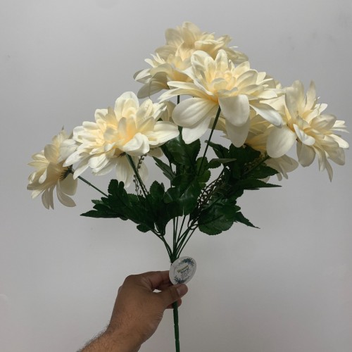 11 Heads Artificial Silk Peony Bouquet - Ivory
