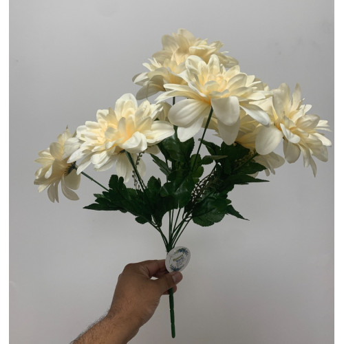 11 Heads Artificial Silk Peony Bouquet - Ivory