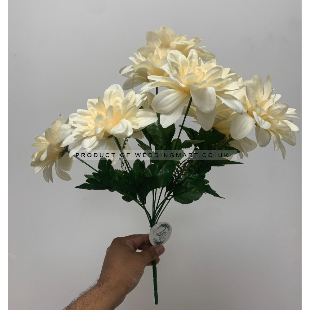 11 Heads Artificial Silk Peony Bouquet - Ivory