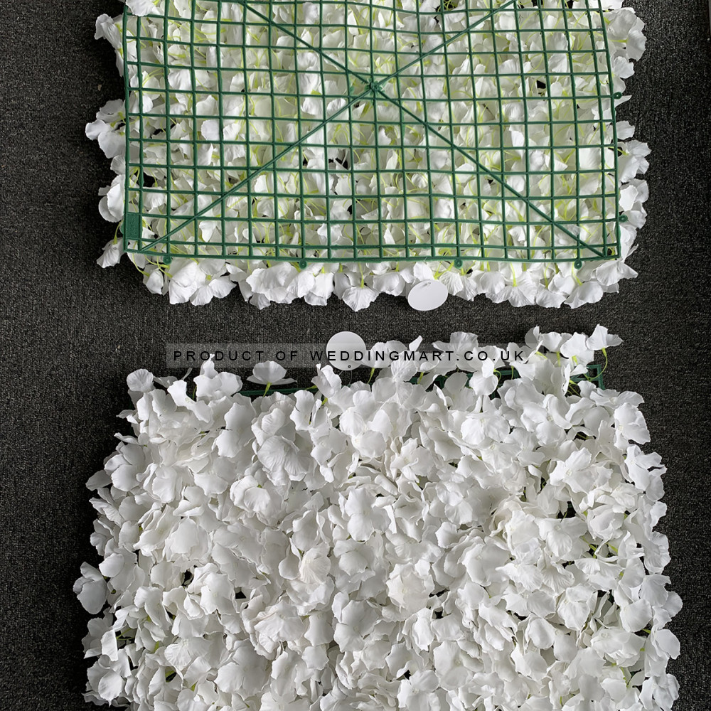 Artificial Hydrangea Flower Wall Panel - Bridal White – Wholesale Hydrangea Flower Wall Panels for Wedding Decorators | WeddingMart