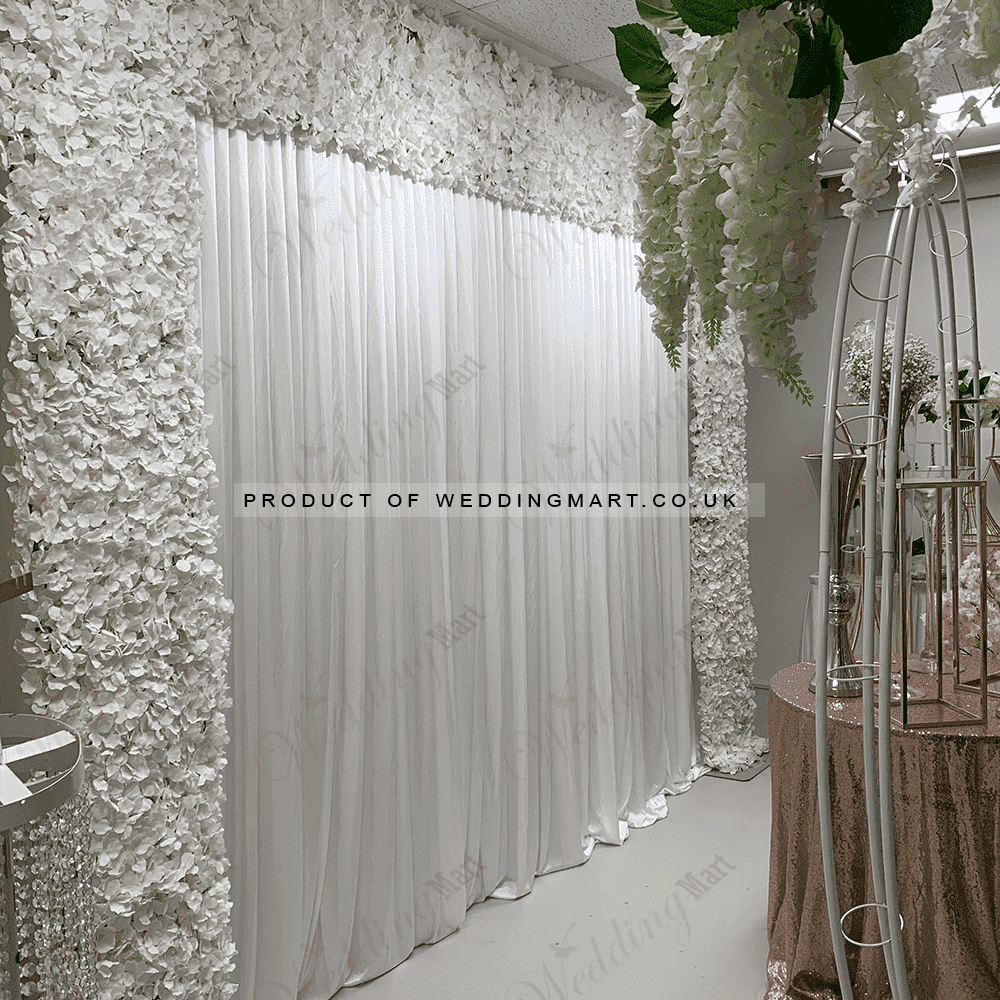Artificial Hydrangea Flower Wall Panel - Bridal White