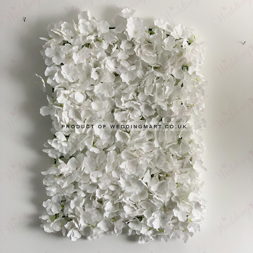 Artificial Hydrangea Flower Wall Panel - Bridal White