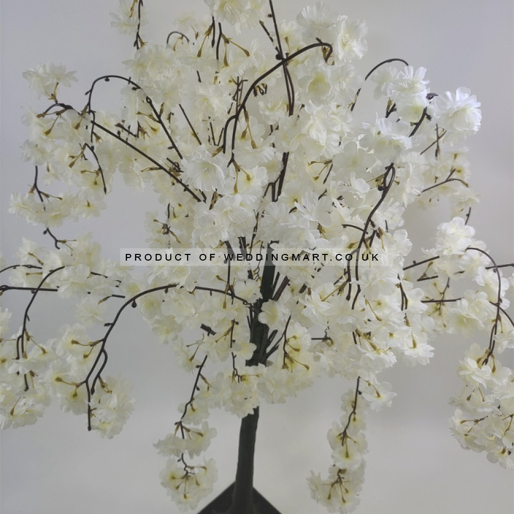 120cm Artificial Weeping Cherry Blossom Tree - IVORY – Wholesale Cherry Blossom Tree Centrepieces for Wedding Decorators | WeddingMart