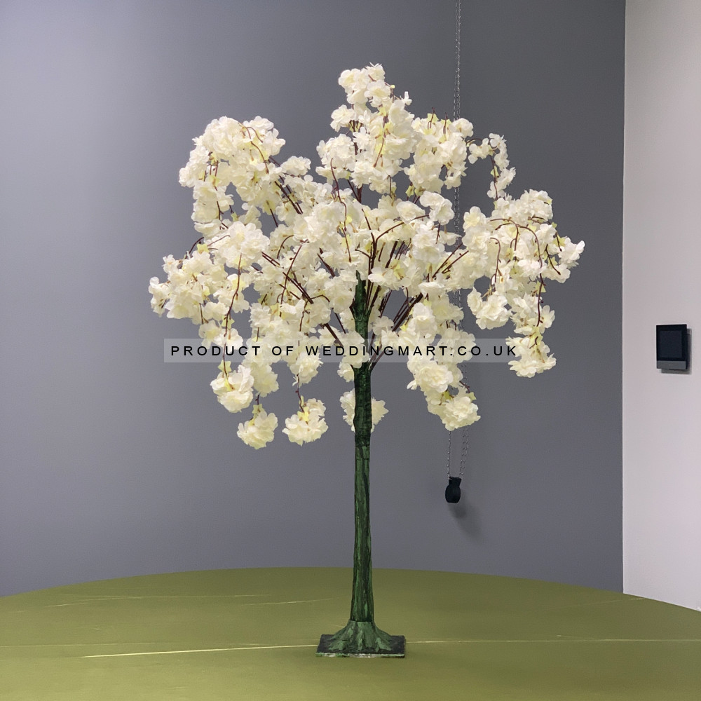 120cm Artificial Weeping Cherry Blossom Tree - IVORY – Wholesale Cherry Blossom Tree Centrepieces for Wedding Decorators | WeddingMart