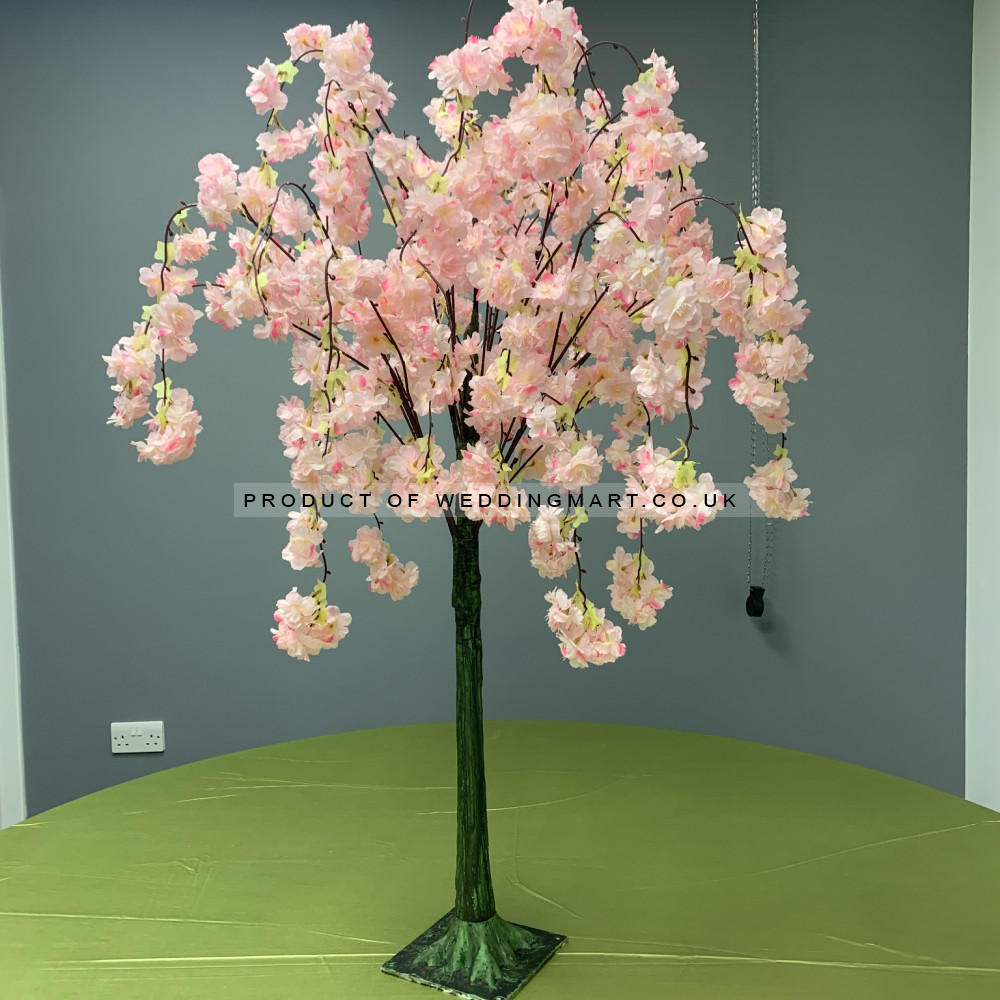 120cm Artificial Weeping Cherry Blossom Tree - PINK – Wholesale Cherry Blossom Tree Centrepieces for Wedding Decorators | WeddingMart