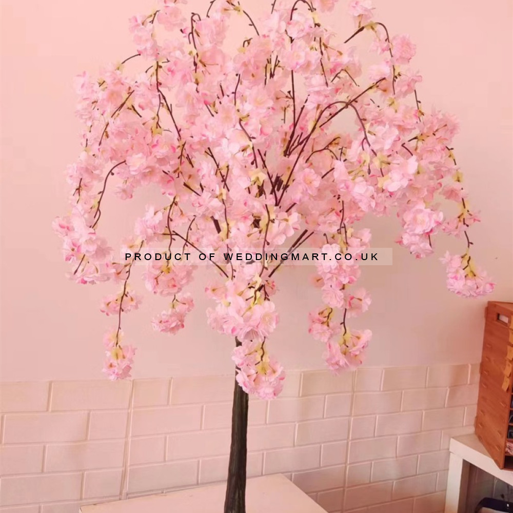 120cm Artificial Weeping Cherry Blossom Tree - PINK – Wholesale Cherry Blossom Tree Centrepieces for Wedding Decorators | WeddingMart