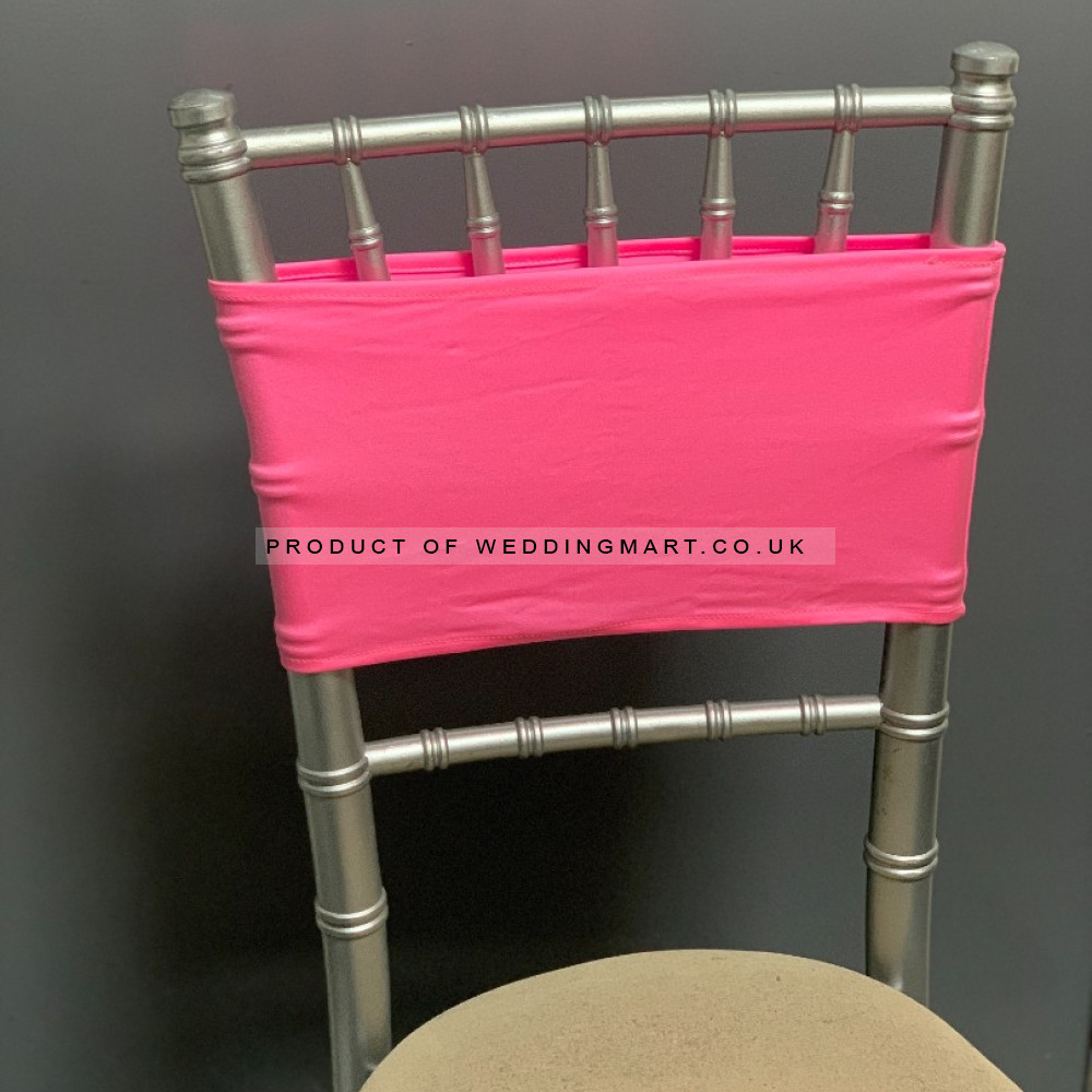 Dark Pink Spandex Chair Bands for Weddings – Pack of 10