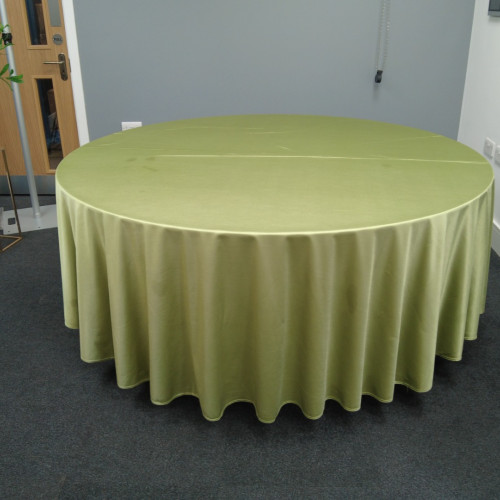 120 inch Heavy Duty Round Satin Table Cloth -  SAGE GREEN – Wholesale Satin Tablecloths for Wedding Decorators | WeddingMart