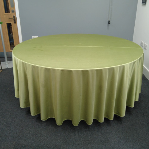 120 inch Heavy Duty Round Satin Table Cloth -  SAGE GREEN – Wholesale Satin Tablecloths for Wedding Decorators | WeddingMart