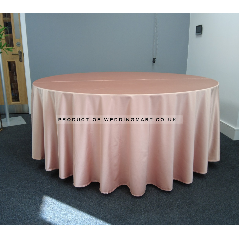 120 inch Heavy Duty Round Satin Table Cloth -  ROSE GOLD