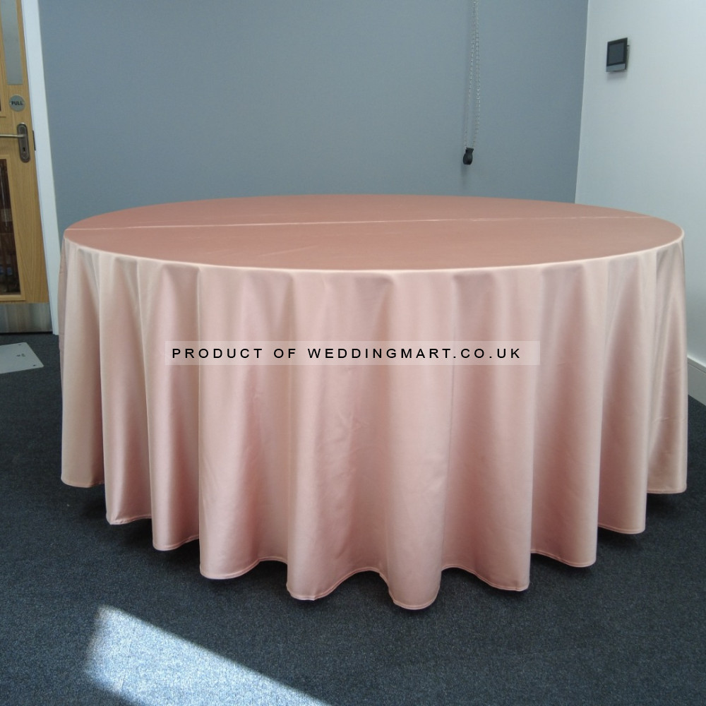 120 inch Heavy Duty Round Satin Table Cloth -  ROSE GOLD