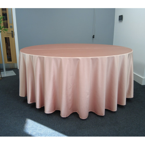 120 inch Heavy Duty Round Satin Table Cloth -  ROSE GOLD