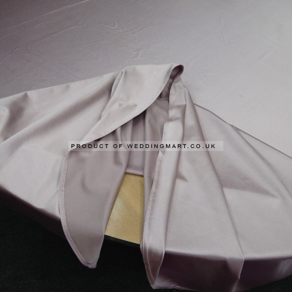 120 inch Heavy Duty Round Satin Table Cloth -  DUSTY PINK – Wholesale Satin Tablecloths for Wedding Decorators | WeddingMart