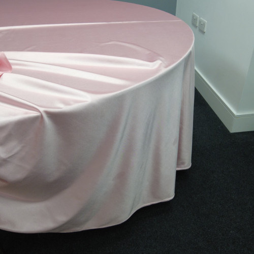 120 inch Heavy Duty Round Satin Table Cloth -  PALE PINK – Wholesale Satin Tablecloths for Wedding Decorators | WeddingMart