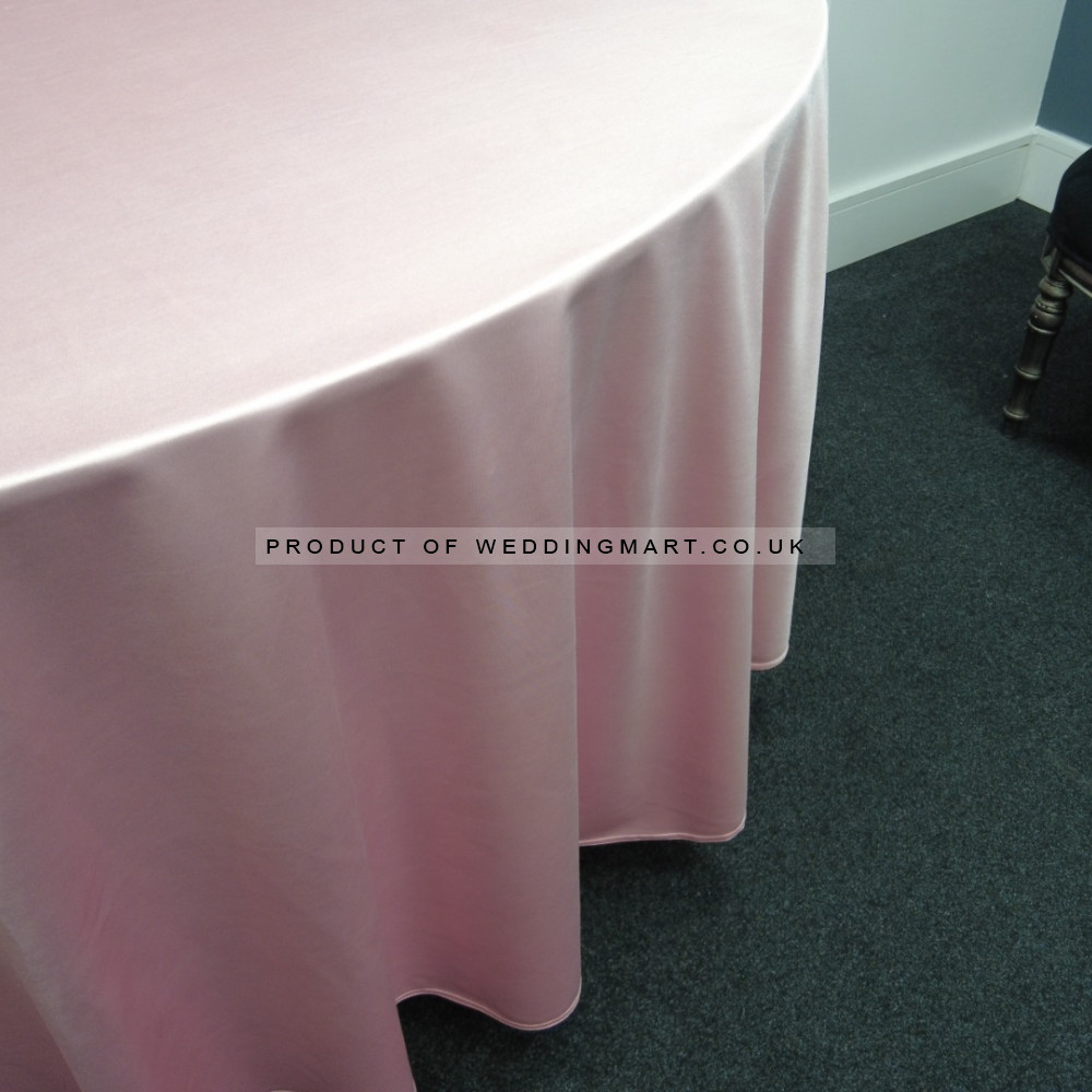 120 inch Heavy Duty Round Satin Table Cloth -  PALE PINK