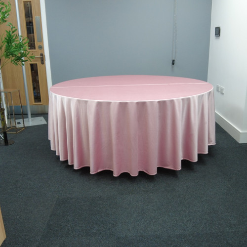 120 inch Heavy Duty Round Satin Table Cloth -  PALE PINK – Wholesale Satin Tablecloths for Wedding Decorators | WeddingMart