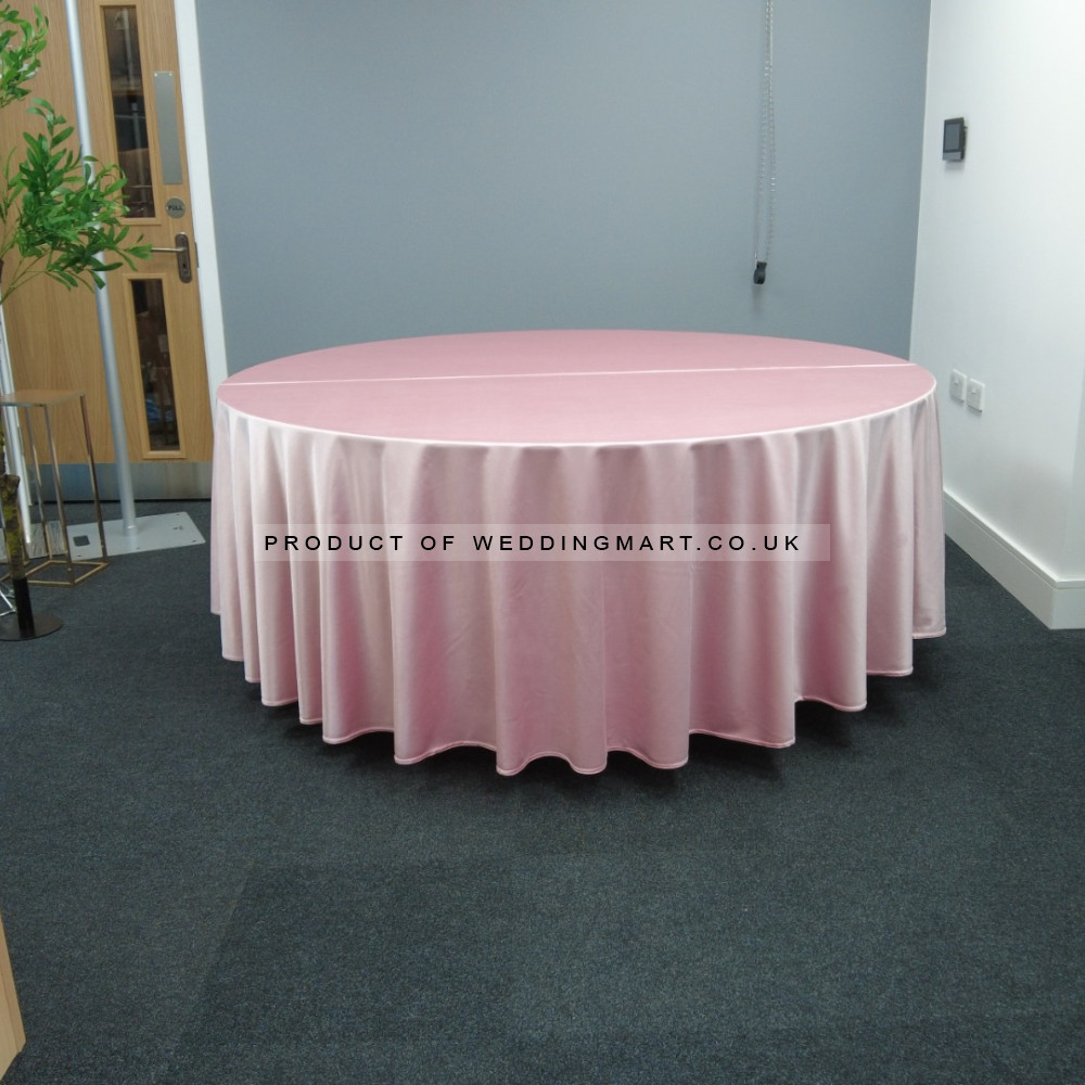 120 inch Heavy Duty Round Satin Table Cloth -  PALE PINK