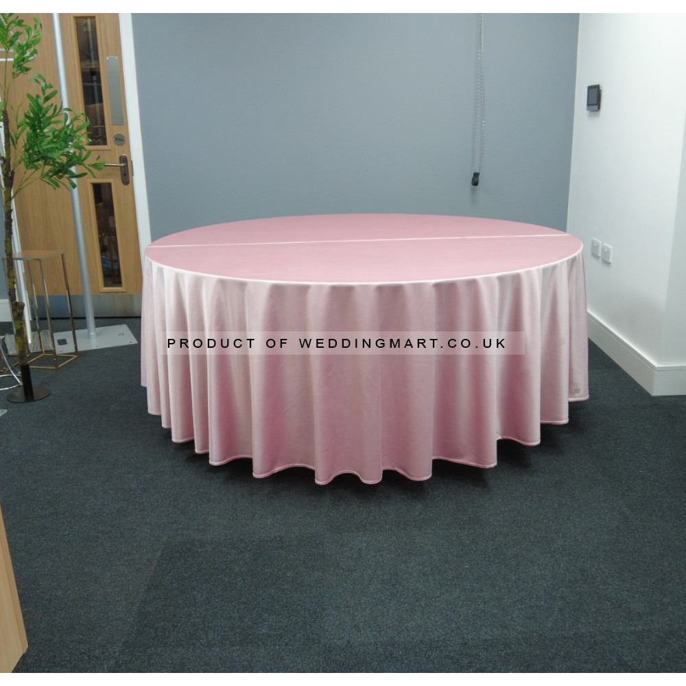120 inch Heavy Duty Round Satin Table Cloth -  PALE PINK