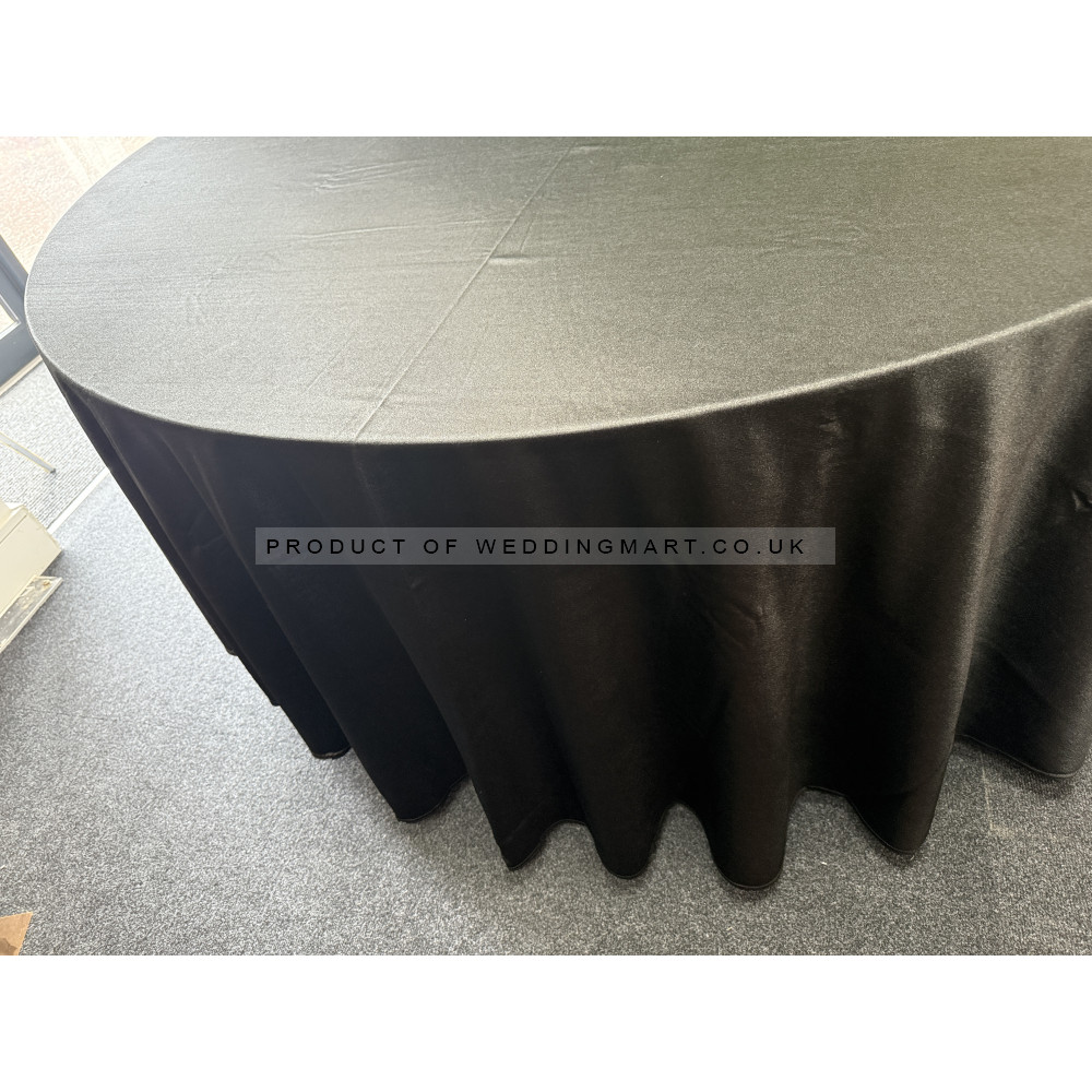 120 inch Heavy Duty Round Satin Table Cloth -  BLACK