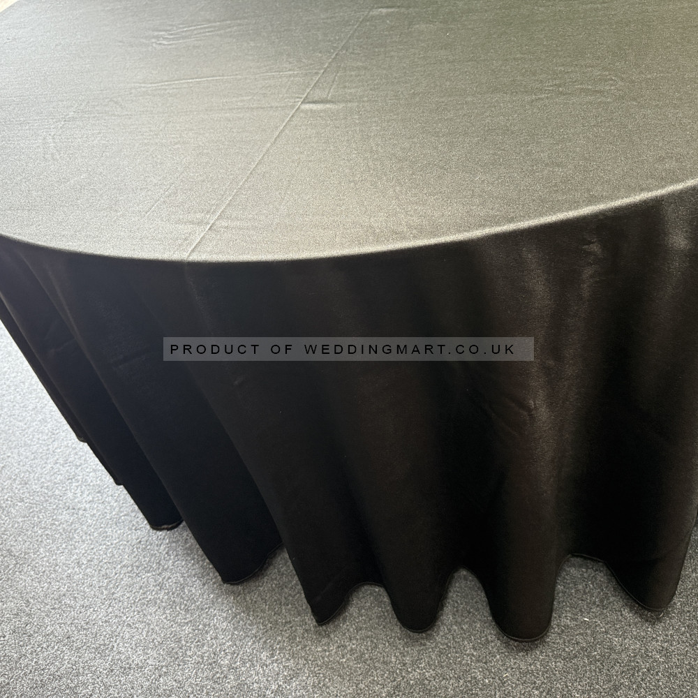 120 inch Heavy Duty Round Satin Table Cloth -  BLACK