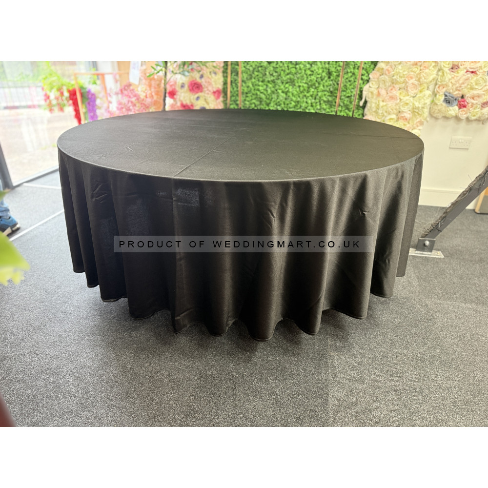 120 inch Heavy Duty Round Satin Table Cloth -  BLACK