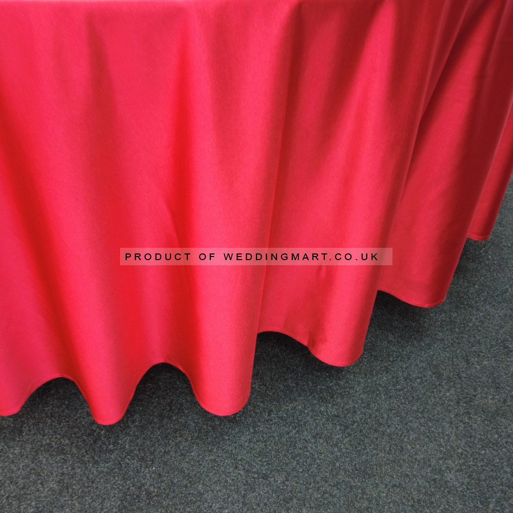 120 inch Heavy Duty Round Satin Table Cloth -  RED