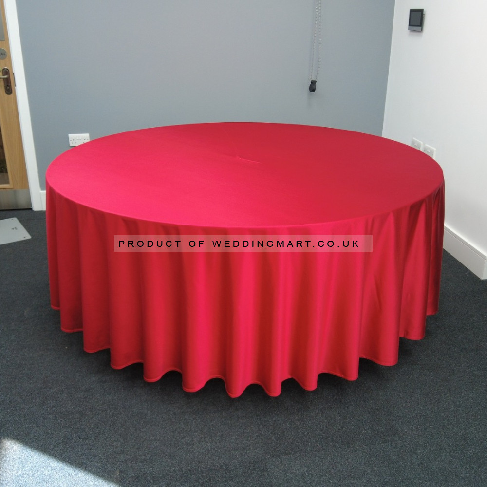 120 inch Heavy Duty Round Satin Table Cloth -  RED