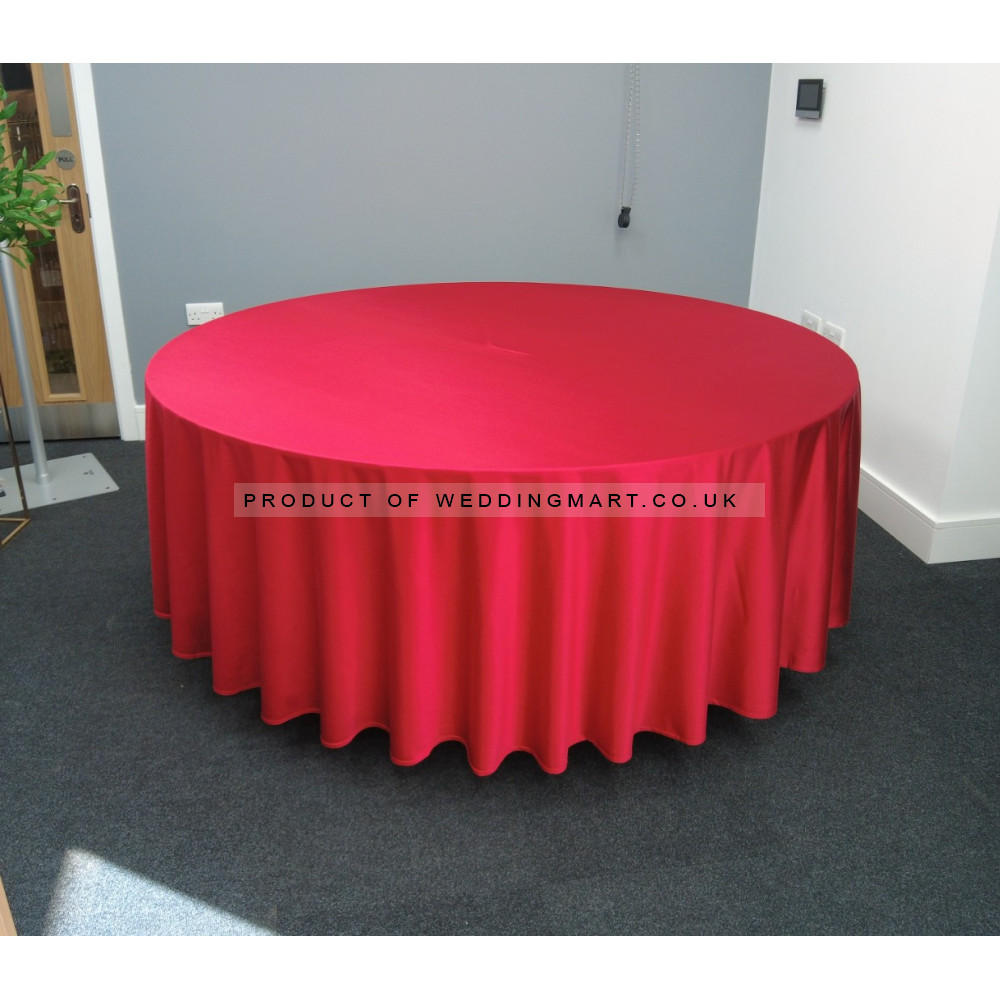 120 inch Heavy Duty Round Satin Table Cloth -  RED