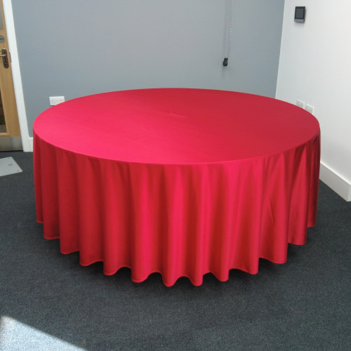 120 inch Heavy Duty Round Satin Table Cloth -  RED – Wholesale Satin Tablecloths for Wedding Decorators | WeddingMart