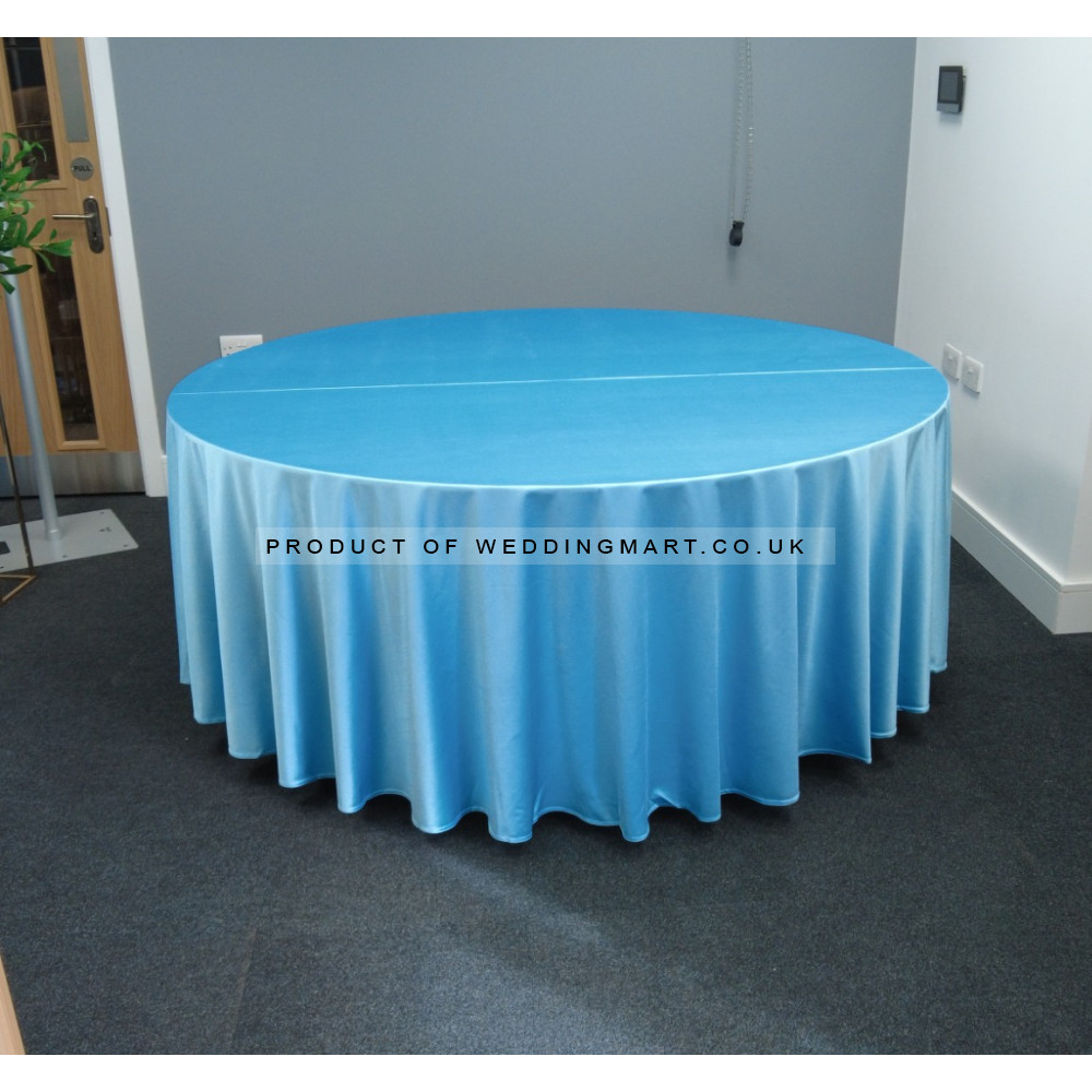 120 inch Heavy Duty Round Satin Table Cloth -  BABY BLUE