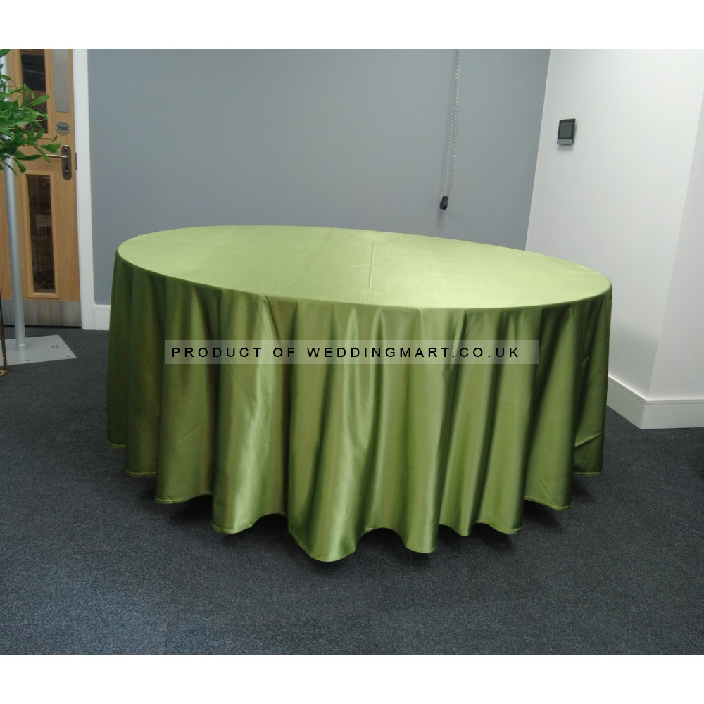 120 inch Heavy Duty Round Satin Table Cloth -  OLIVE GREEN