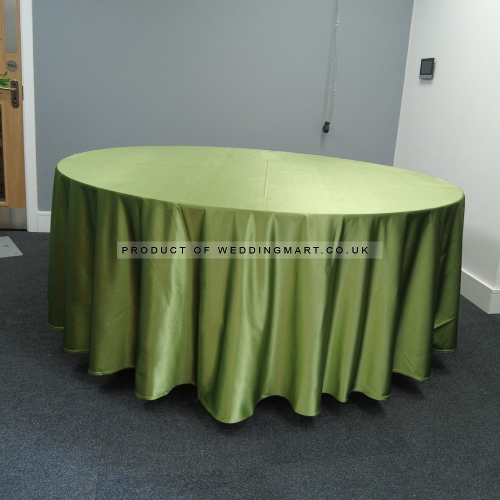120 inch Heavy Duty Round Satin Table Cloth -  OLIVE GREEN
