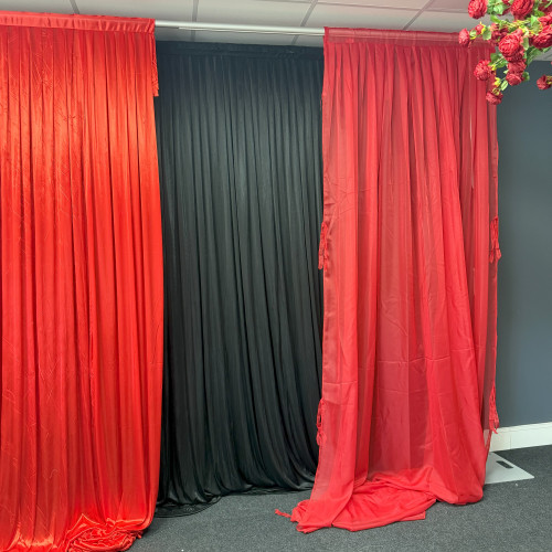 1m (w) x 4m (h) Voil Overlay Panel - Red – Wholesale Voil Overlays for Wedding Decorators | WeddingMart