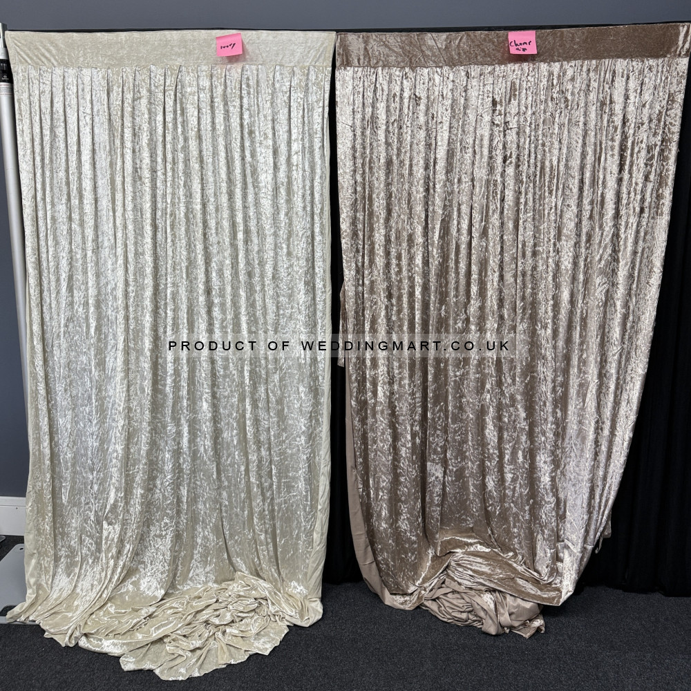 1m (w) x 4m (h) Velvet Backdrop Overlay Panel - champagne – Wholesale Velvet Overlays for Wedding Decorators | WeddingMart