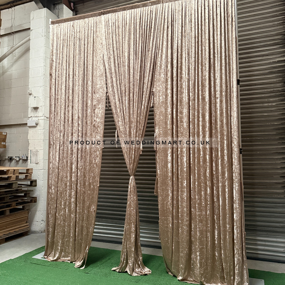 1m (w) x 4m (h) Velvet Backdrop Overlay Panel - champagne – Wholesale Velvet Overlays for Wedding Decorators | WeddingMart