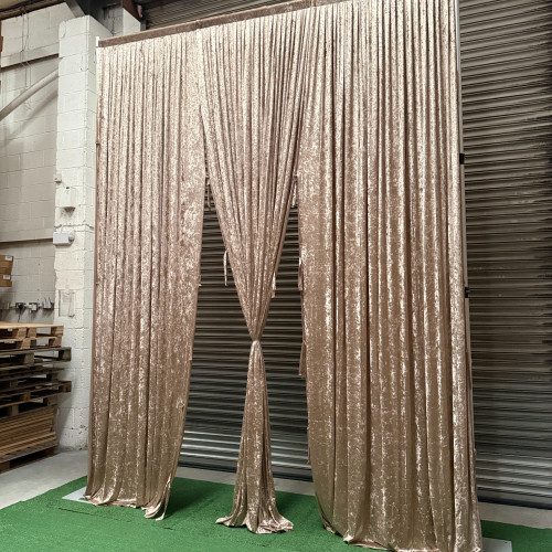 1m (w) x 4m (h) Velvet Backdrop Overlay Panel - champagne – Wholesale Velvet Overlays for Wedding Decorators | WeddingMart